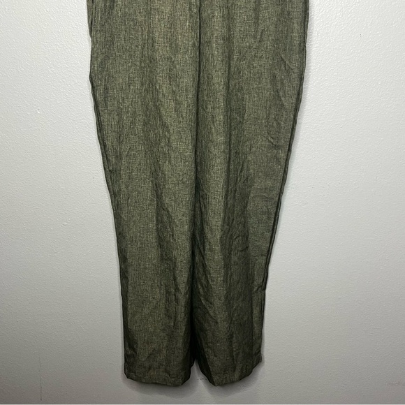 Bloom Chic Jumpsuit Short Dolan Sleeve V Neck Women 10 Green Wide Leg Smocked - Picture 8 of 12